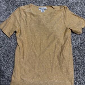 Cathy Daniels Metallic Gold Short Sleeve Knit